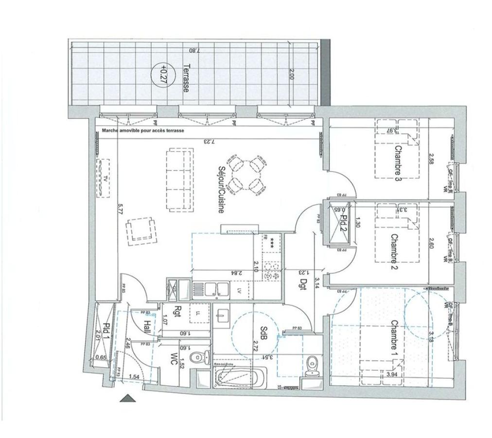 4 pièces - 4ème étage - 89m² - 1 050,77 € - Photo #5