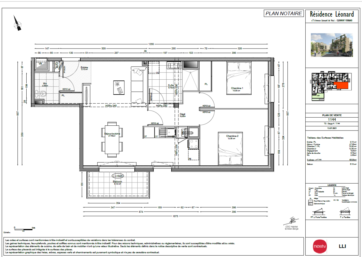 
																			3 pièces – 
																		4ème étage – 65m² - 788,01 € - Photo #1