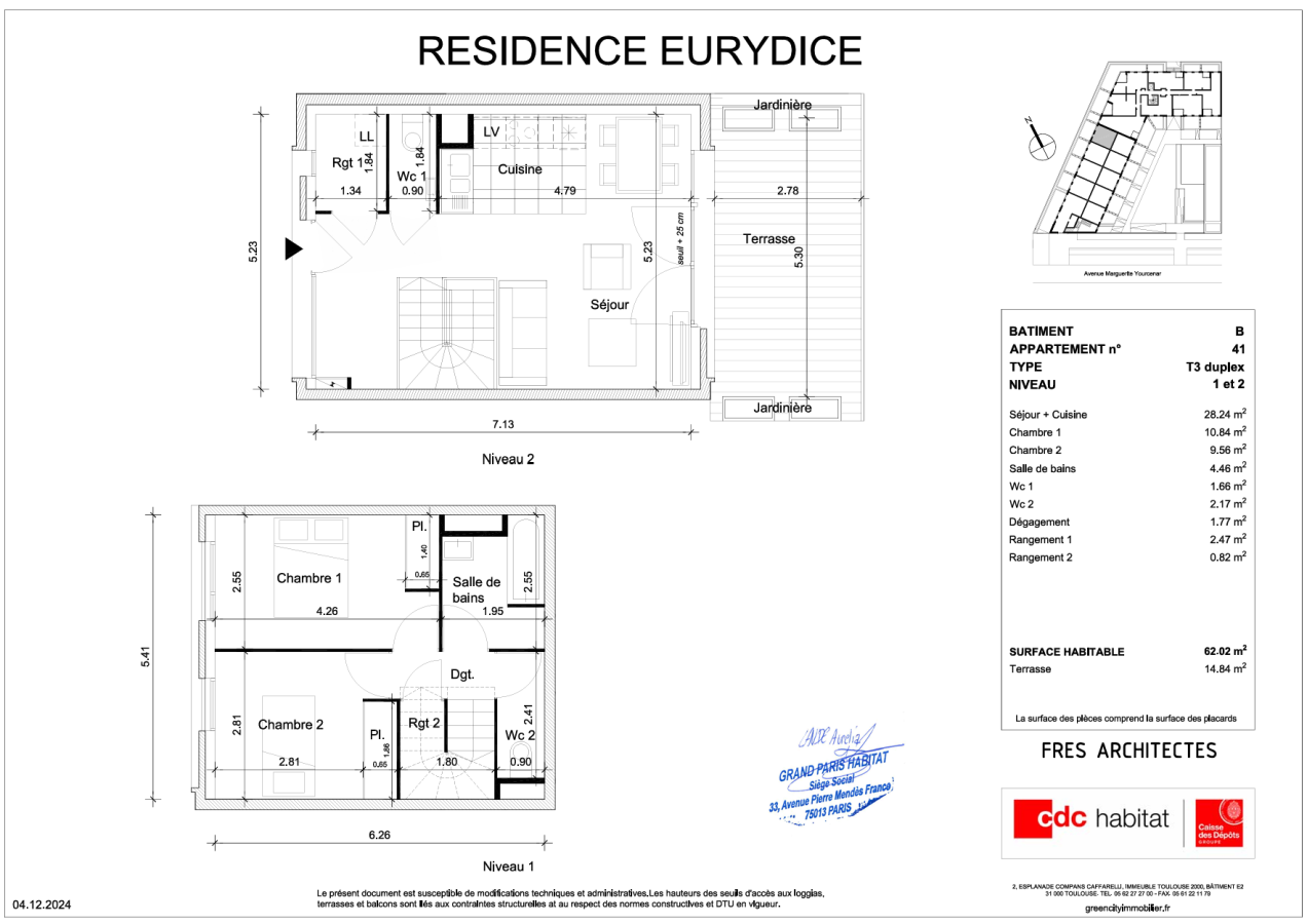 3 pièces - 1er étage - 62m² photo 2