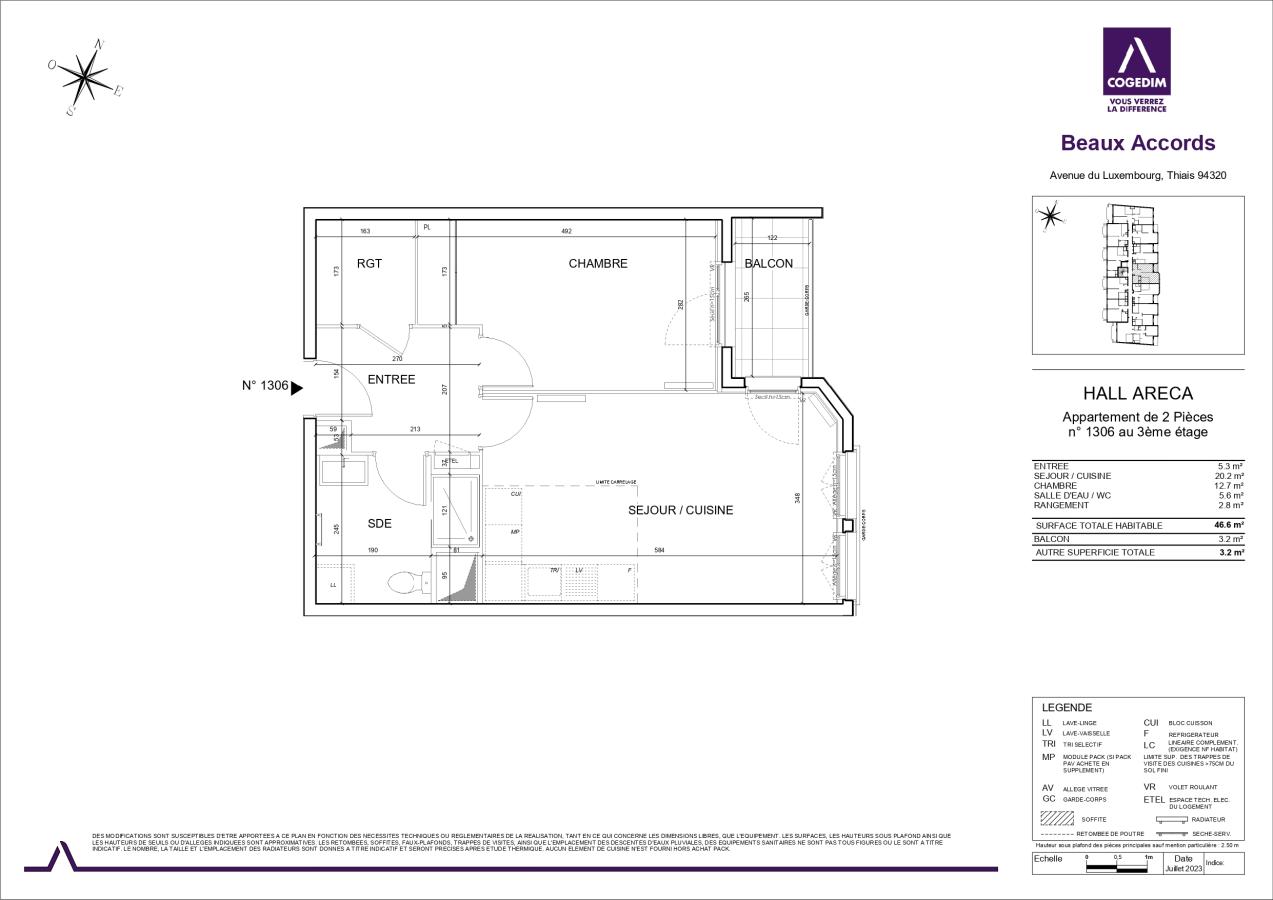 2 pièces - 3ème étage - 47m²