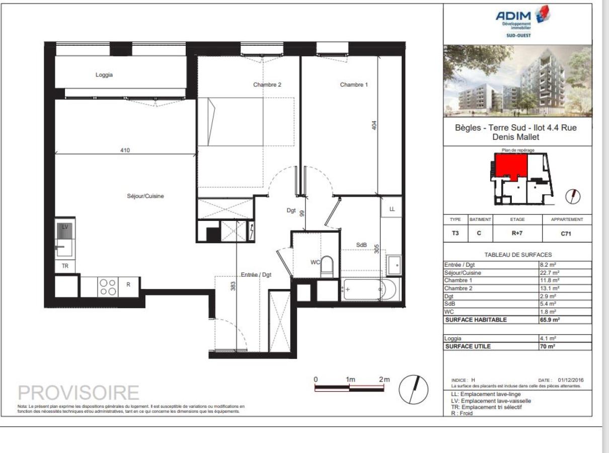 
																																							3 pièces - 
																																						7ème étage - 66m² - 886,29 € - Photo #5