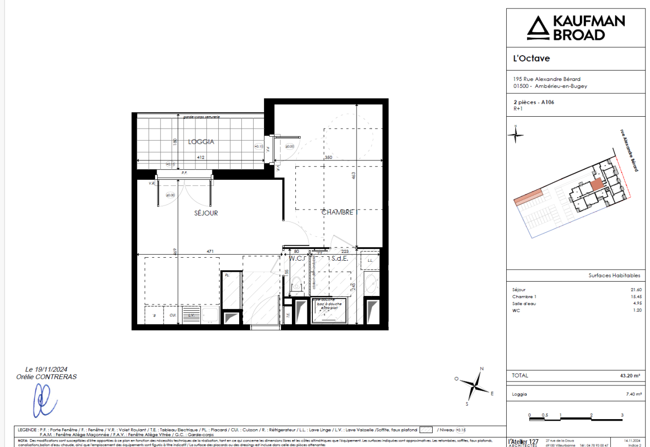 2 pièces - 1er étage - 43m² - 671,53 € - Photo #1