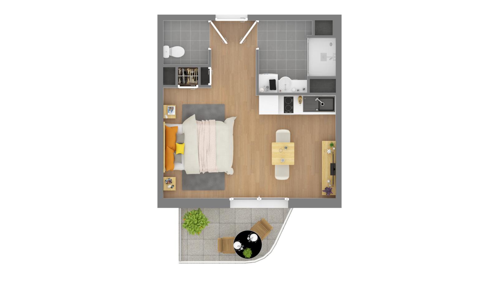 
																			1 pièce - 
																		3ème étage - 29m² - 547,43 € - Photo #2