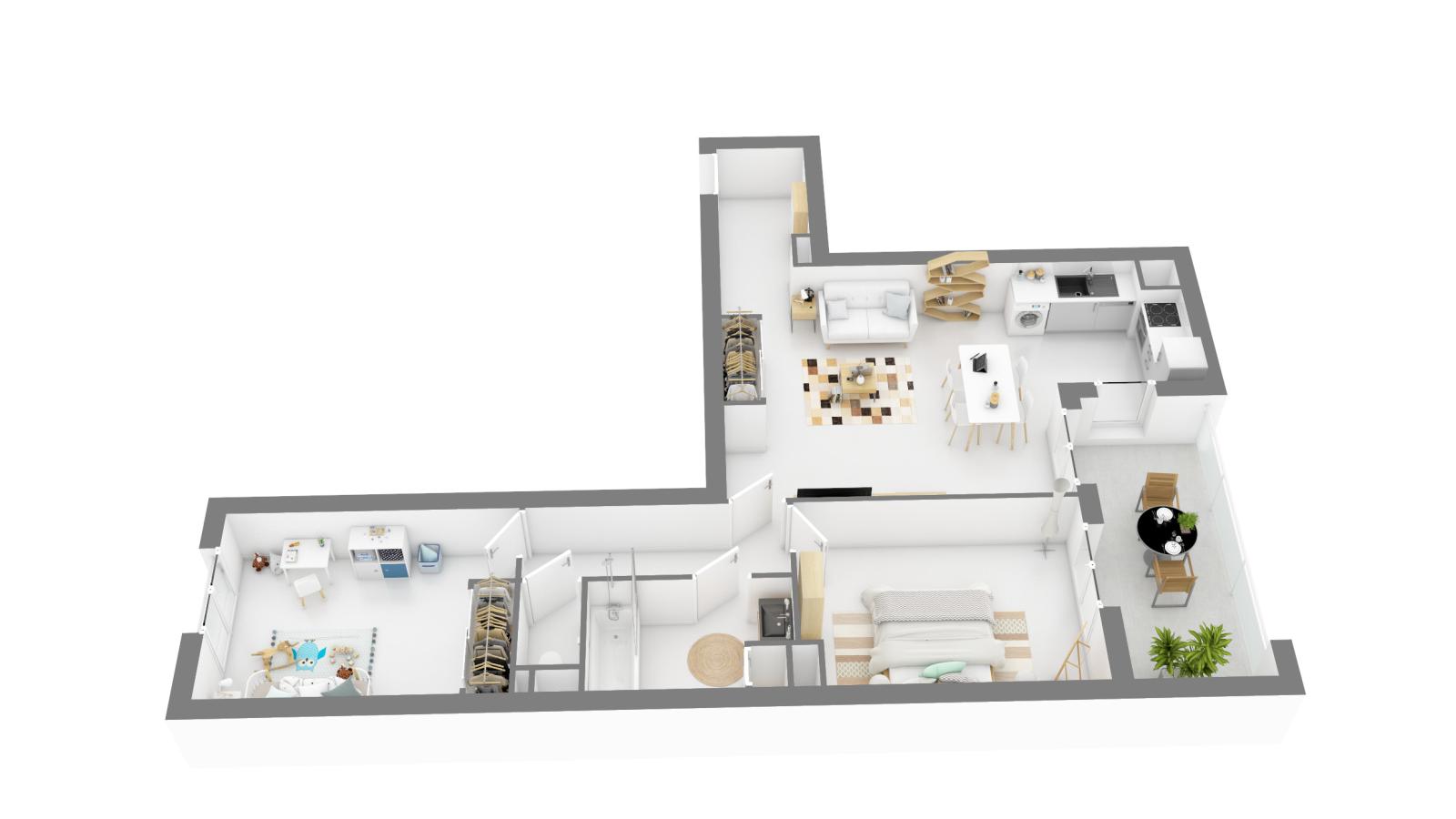 
																																							3 pièces - 
																																						1er étage - 69m² - 1 045,56 € - Photo #3