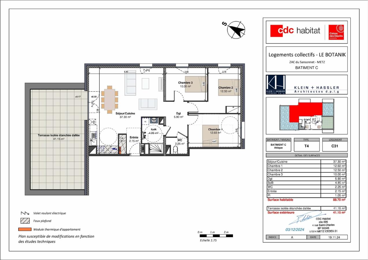 4 pièces - 3ème étage - 89m² - 1 233,90 € - Photo #0