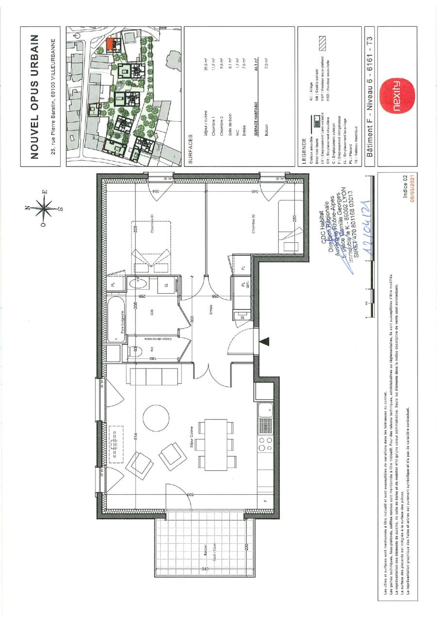 
																																							3 pièces - 
																																						6ème étage - 67m² - 1 019,56 € - Photo #4