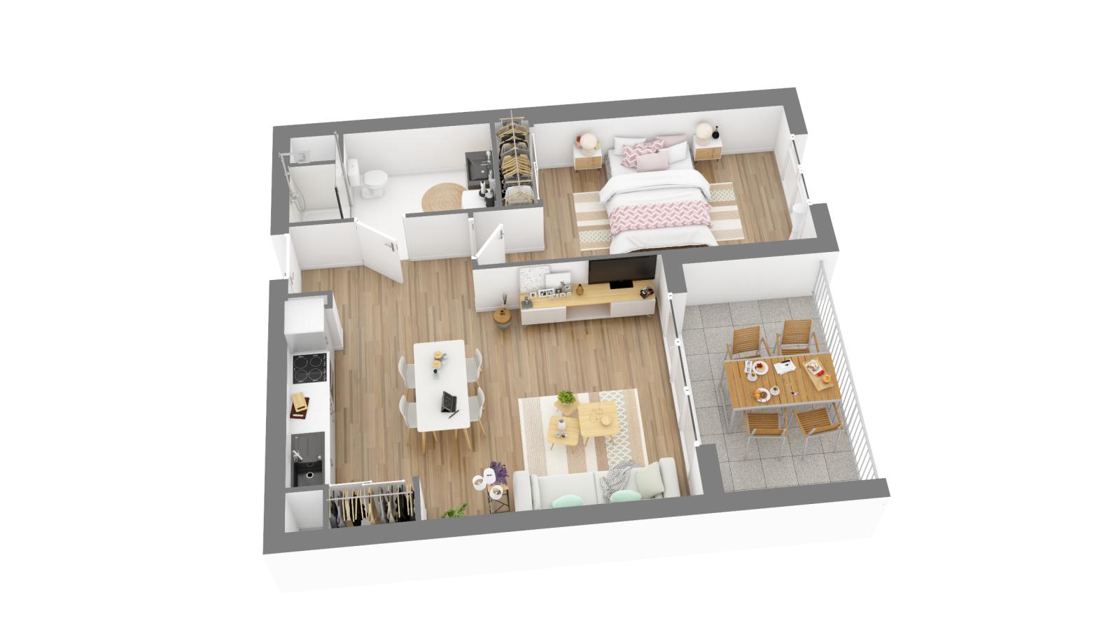 
																																							2 pièces - 
																																						3ème étage - 50m² - 714,63 € - Photo #5