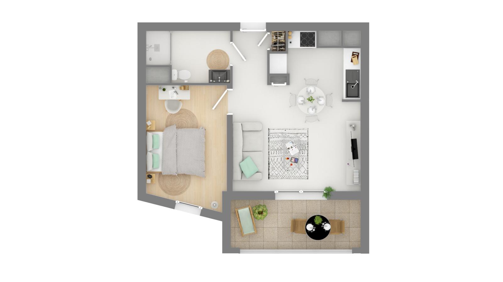 
																			2 pièces - 
																		9ème étage - 41m² - 656,77 € - Photo #7