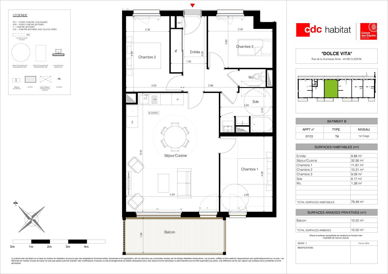 
																			4 pièces - 
																		1er étage - 80m² - 899,29 € - Photo #2