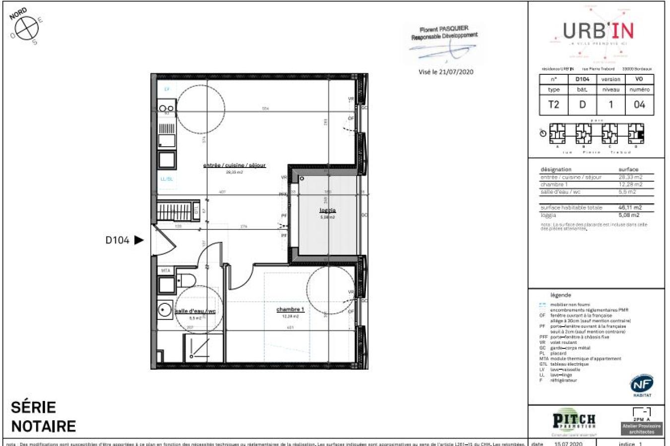 
																																							2 pièces - 
																																						1er étage - 46m² - 696,16 € - Photo #1