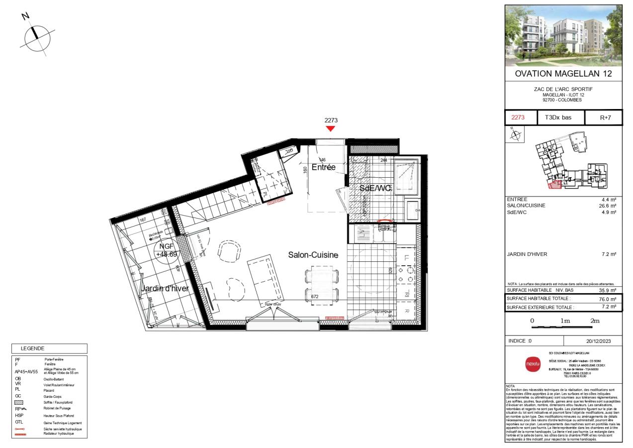 3 pièces - 7ème étage - 76m² - 1 655,08 € - Photo #1