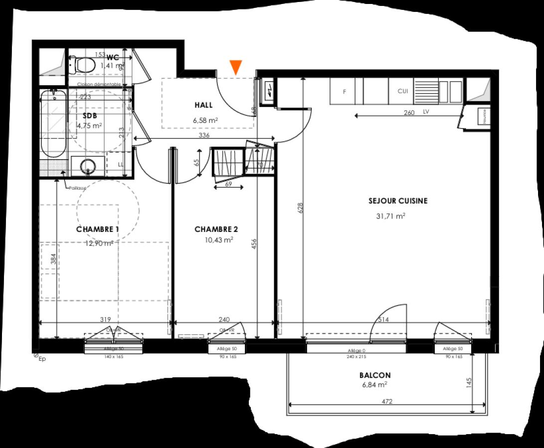 3 pièces - 2ème étage - 68m² - 836,72 € - Photo #7