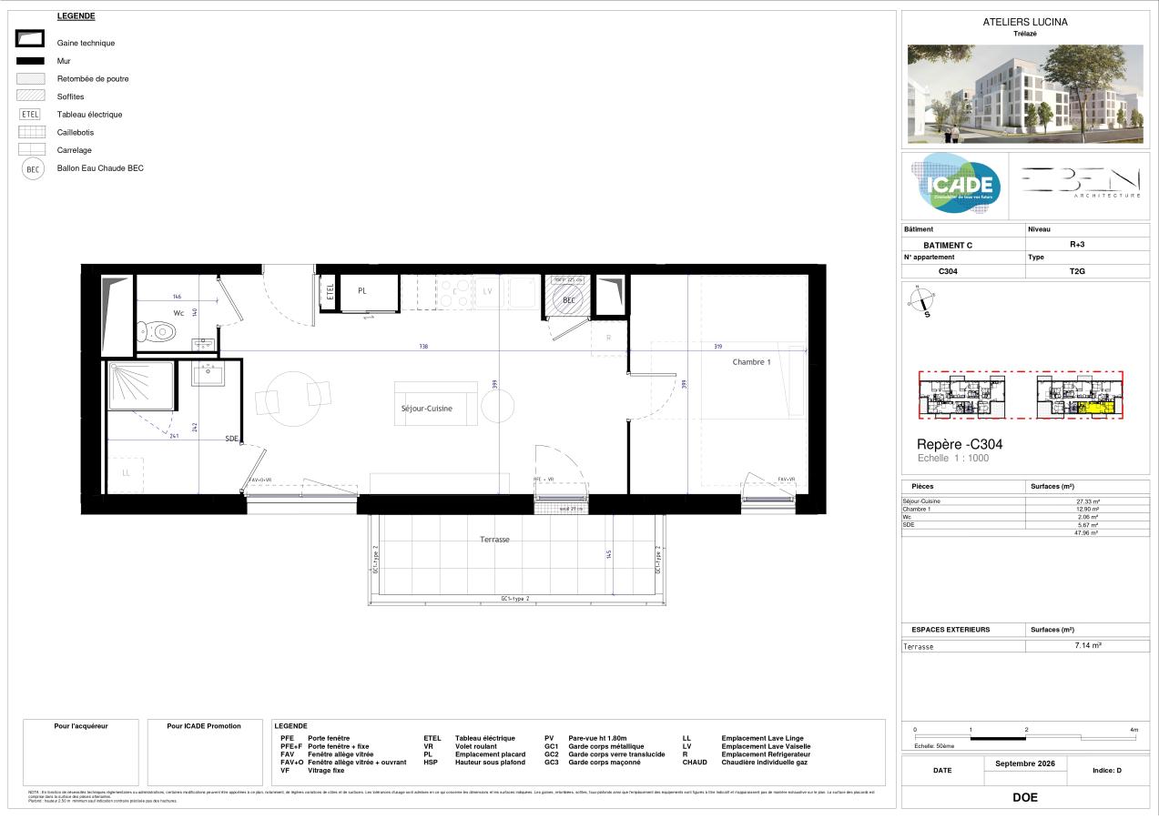 2 pièces - 3ème étage - 48m² - 630,07 € - Photo #1