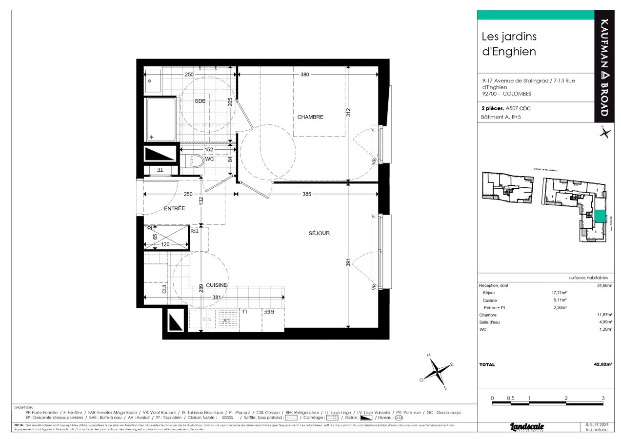 2 pièces - 5ème étage - 43m² - 1 198,83 € - Photo #1