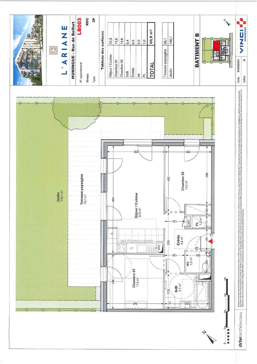 
																																							3 pièces - 
																																						RDC - 61m² - 807,29 € - Photo #2