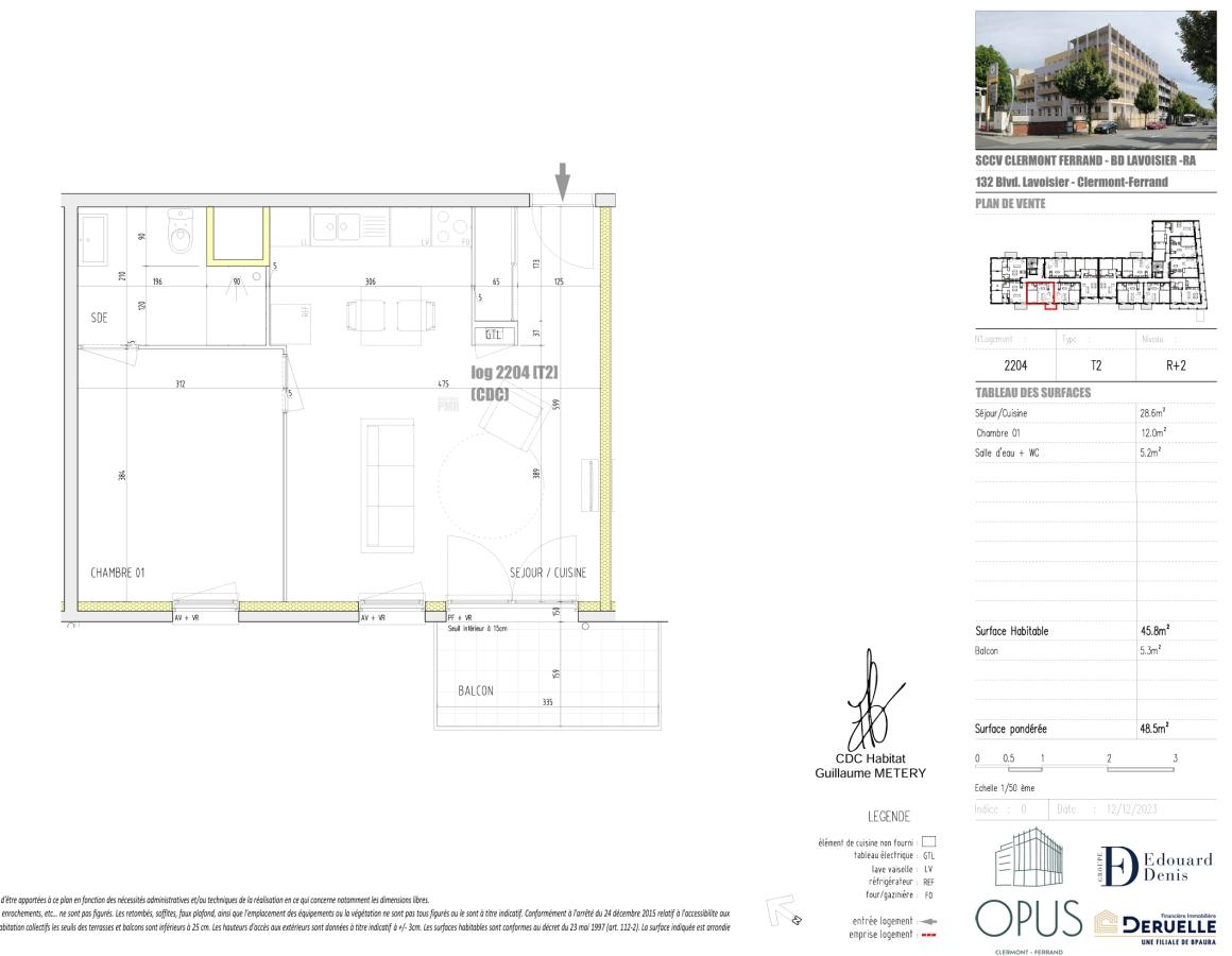 2 pièces - 2ème étage - 45m² - 621,34 € - Photo #0