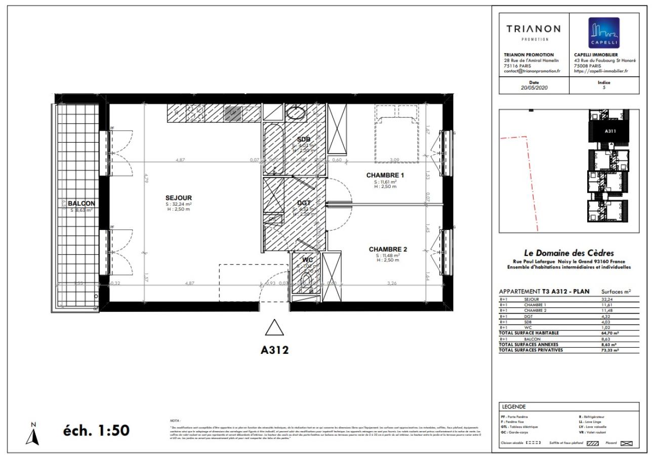 3 pièces - 1er étage - 65m² - 1 174,37 € - Photo #5