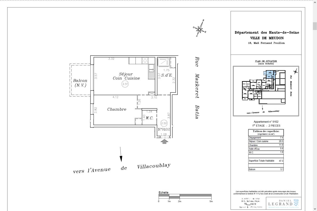 
																			2 pièces - 
																		1er étage - 47m² - 1 188,89 € - Photo #1