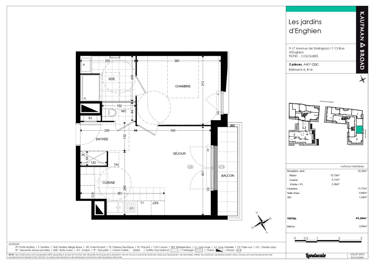 
																			2 pièces - 
																		4ème étage - 41m² - 1 163,63 € - Photo #0