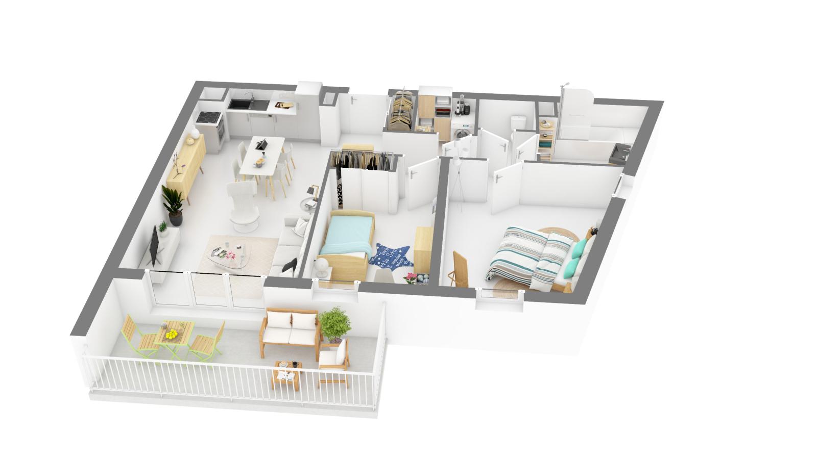 
																																							3 pièces - 
																																						1er étage - 68m² - 888,63 € - Photo #1