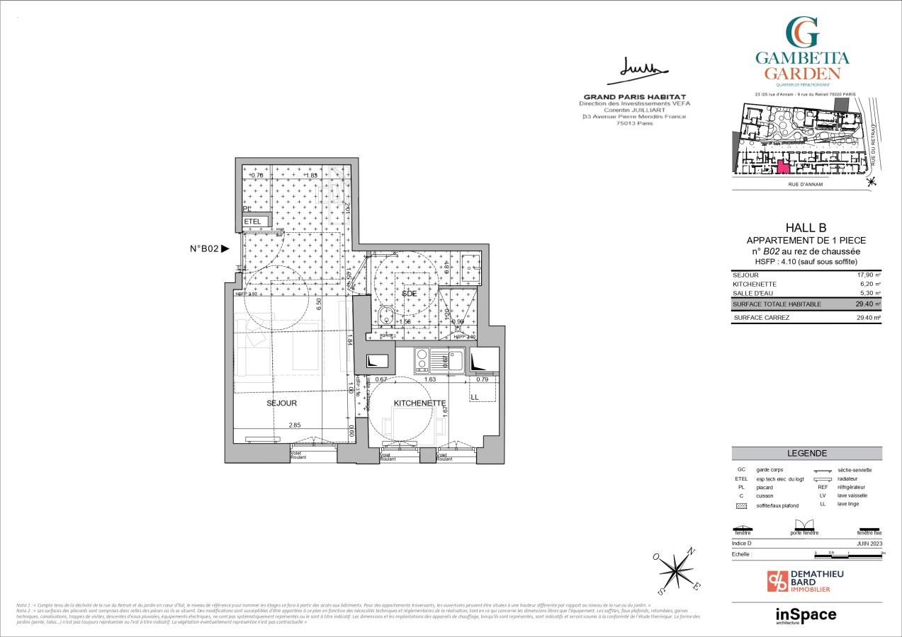 
																			1 pièce - 
																		RDC - 29m² - 1 090,98 € - Photo #1