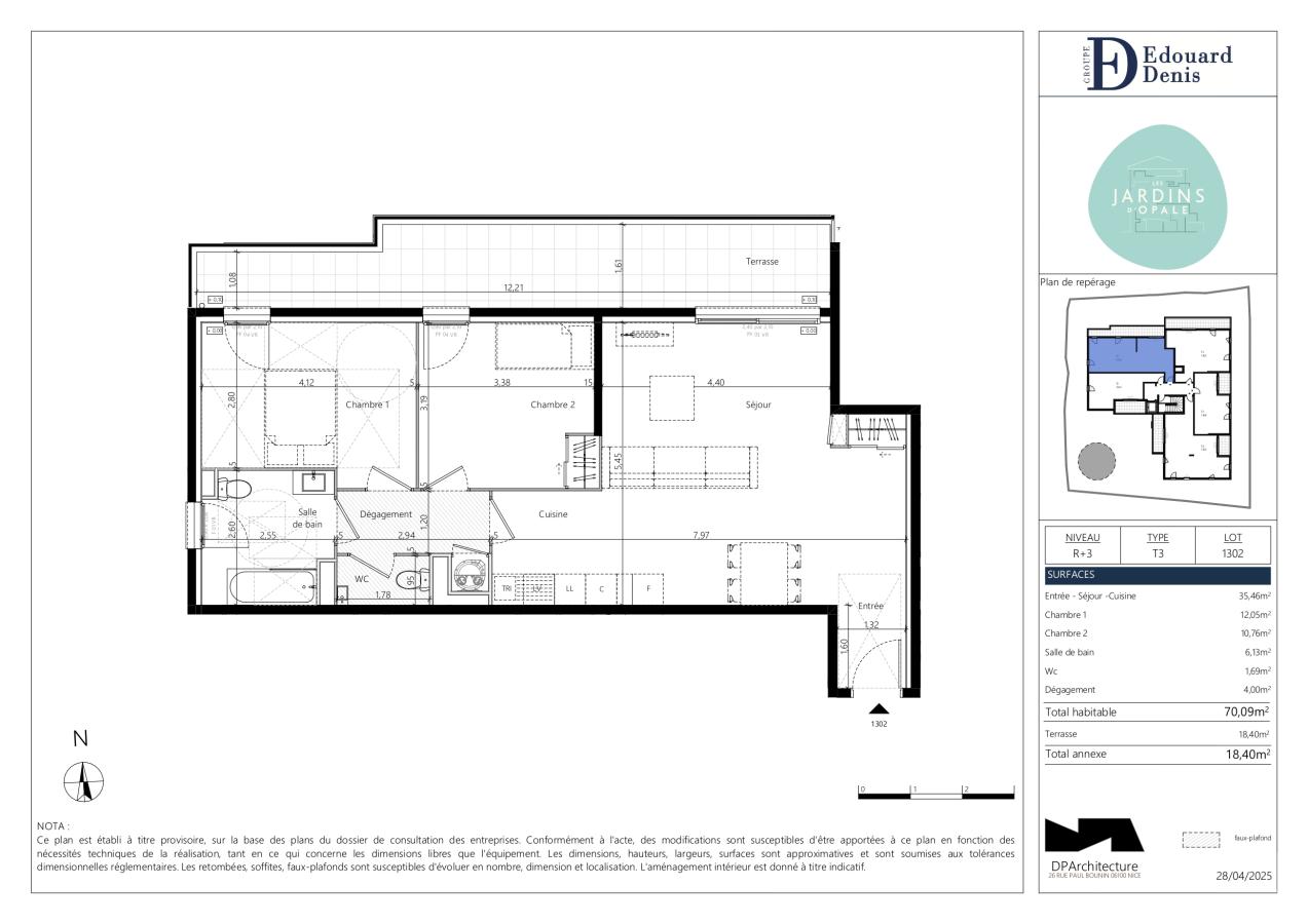 
																																							3 pièces - 
																																						3ème étage - 70m² - 1 294,33 € - Photo #1