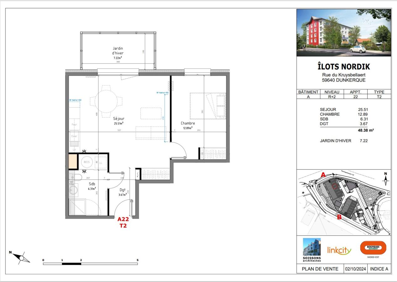 
																																							2 pièces - 
																																						2ème étage - 48m² - 618,85 € - Photo #1