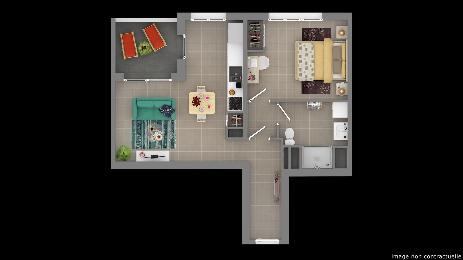 2 pièces - 5ème étage - 46m² - 735,04 € - Photo #1