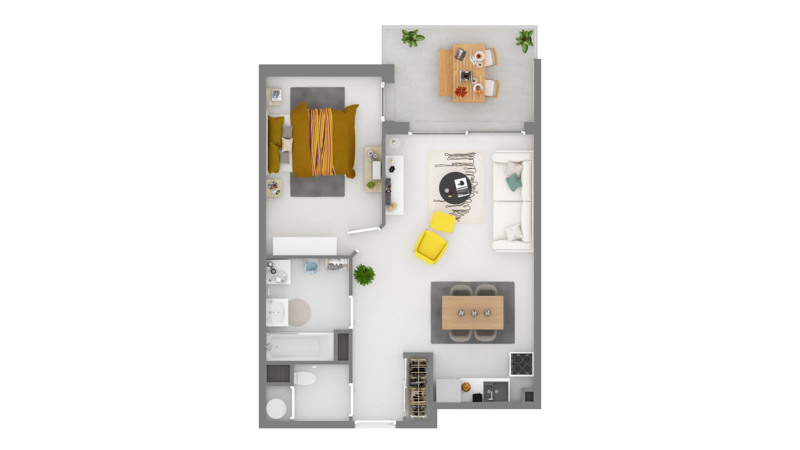 
																																							2 pièces - 
																																						2ème étage - 46m² - 1 173,01 € - Photo #7