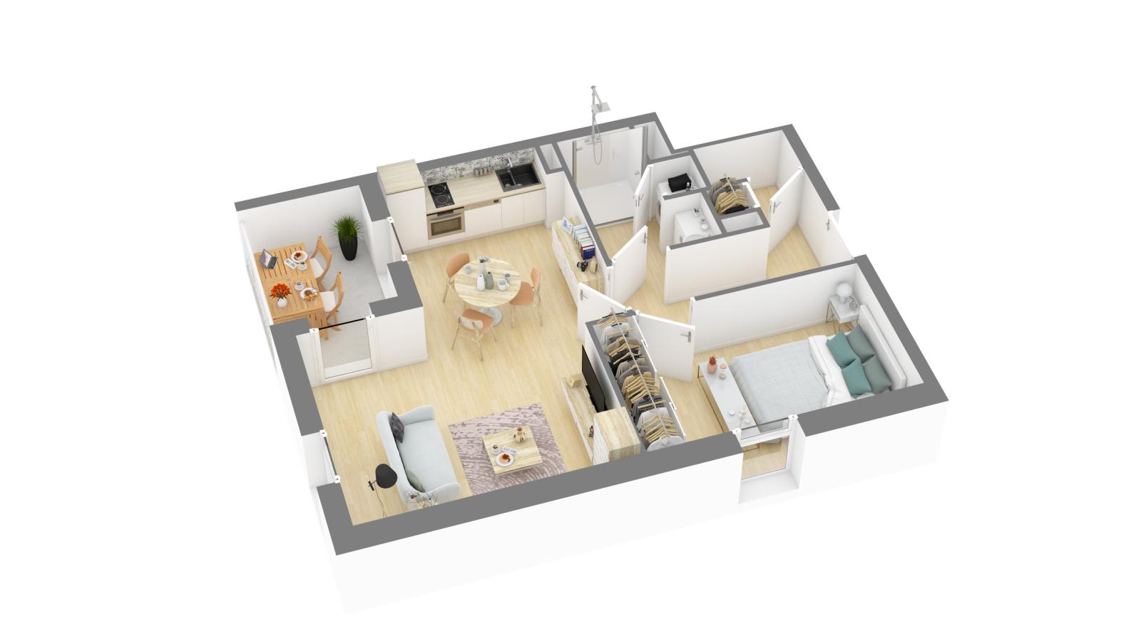 
																																							2 pièces - 
																																						1er étage - 43m² - 612,67 € - Photo #3