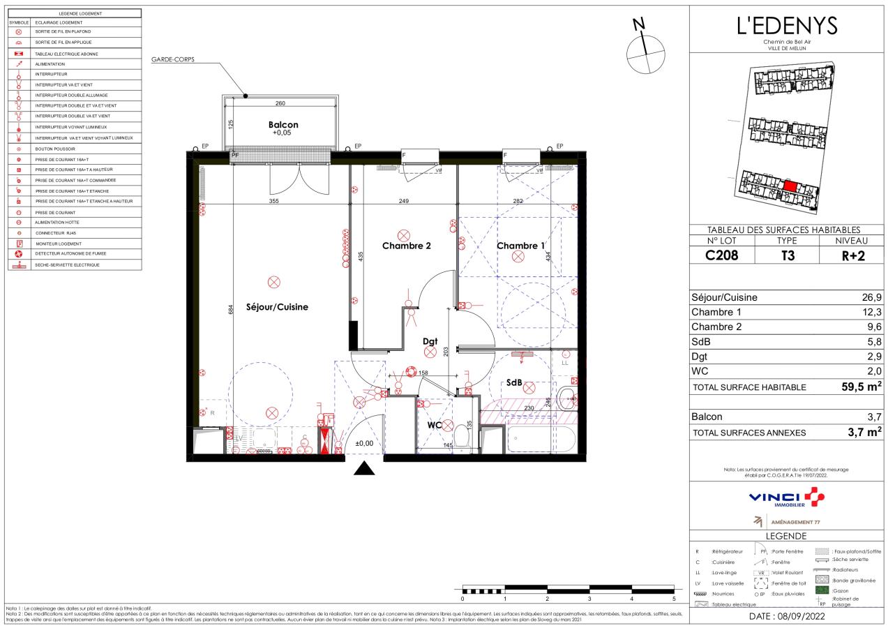 3 pièces - 2ème étage - 59m² photo 2