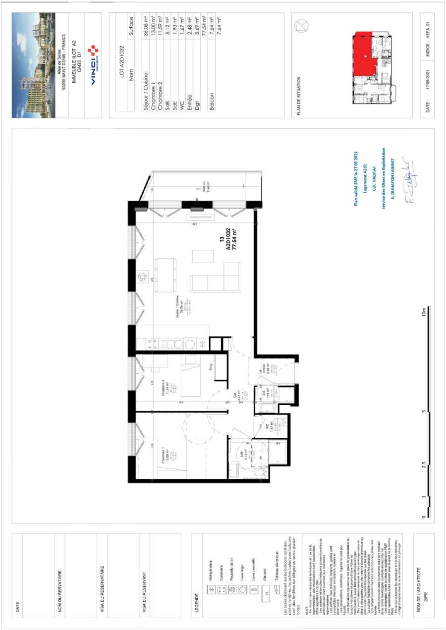 
																			3 pièces - 
																		3ème étage - 78m² - 1 459,74 € - Photo #0