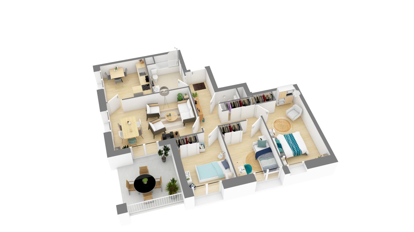 
																																							4 pièces - 
																																						1er étage - 83m² - 1 336,19 € - Photo #1