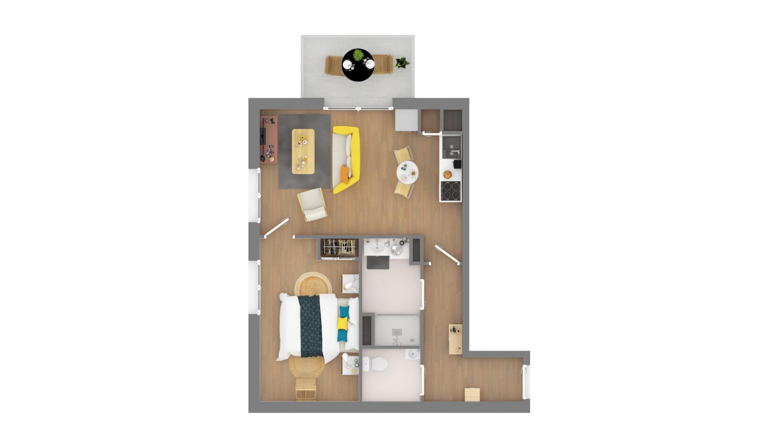 
																			2 pièces - 
																		2ème étage - 46m² - 650,79 € - Photo #2