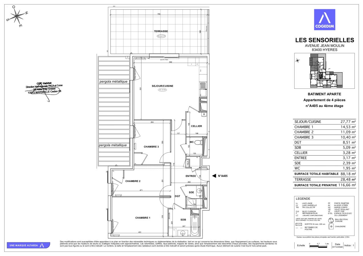 4 pièces - 4ème étage - 88m² - 1 265,68 € - Photo #7