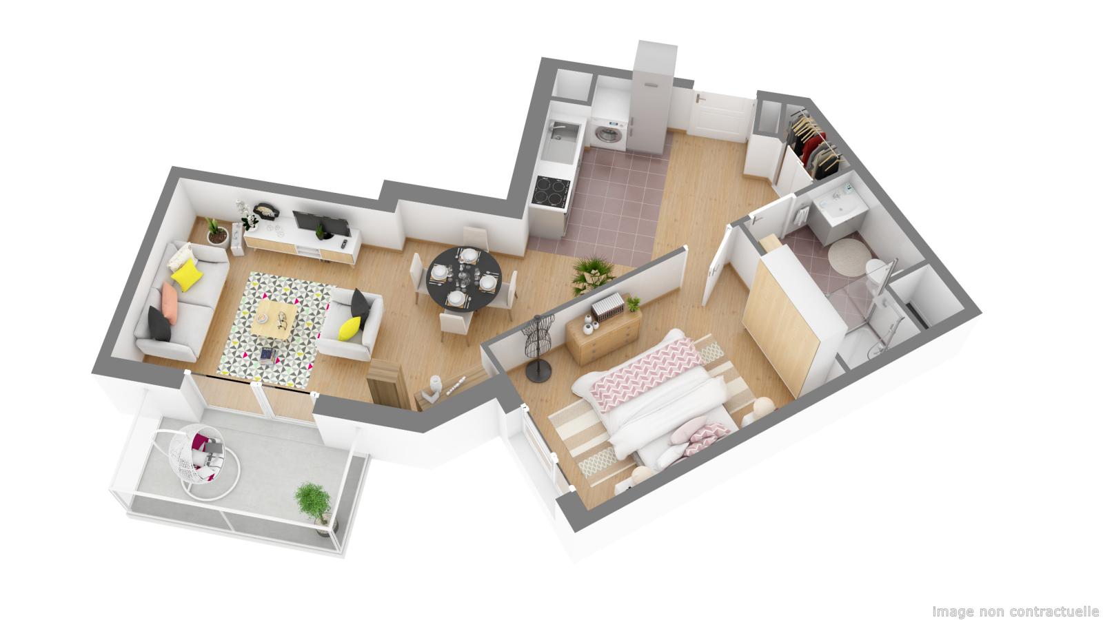 
																			2 pièces - 
																		2ème étage - 46m² - 625,62 € - Photo #7