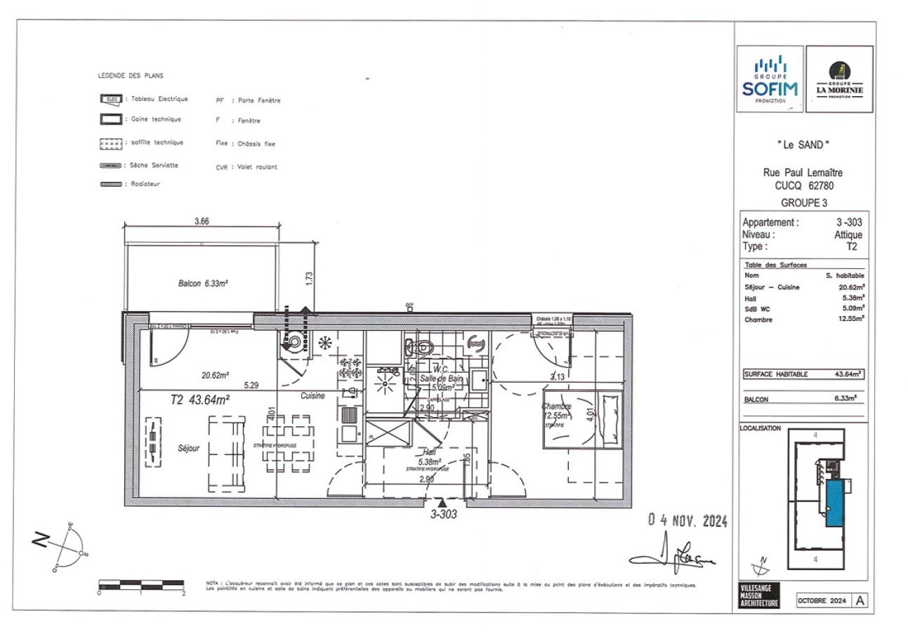 2 pièces - 3ème étage - 44m² - 678,11 € - Photo #0