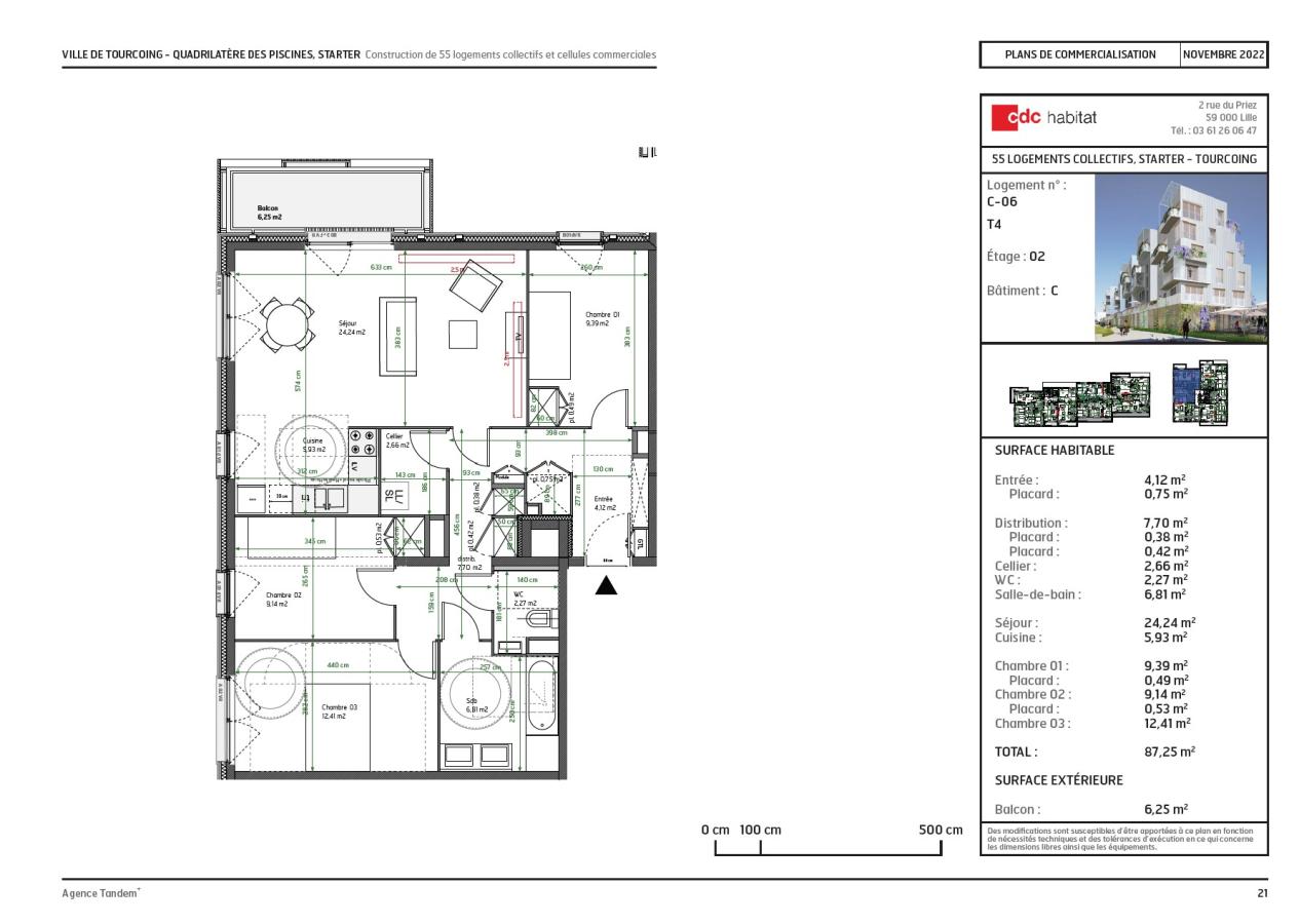 4 pièces - 2ème étage - 87m² - 984,07 € - Photo #5
