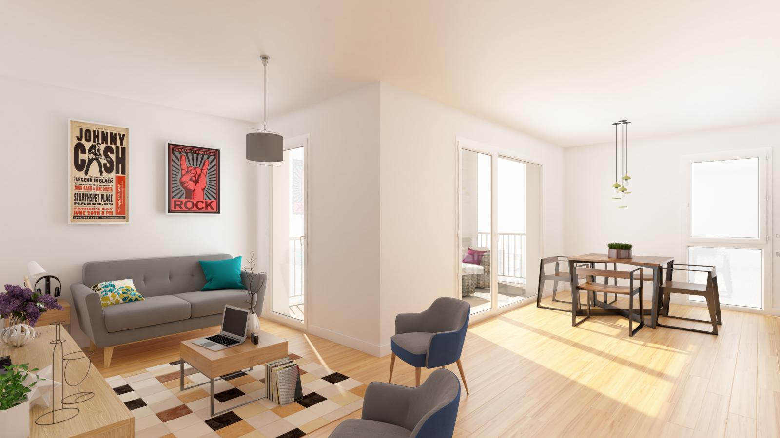 3 pièces - 3ème étage - 66m² - 939,99 € - Photo #2