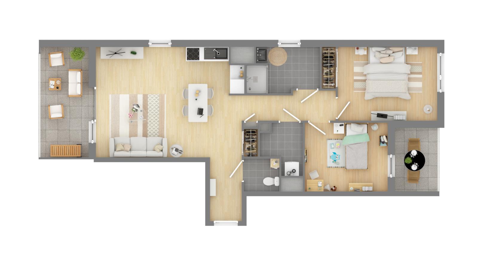 
																			3 pièces - 
																		1er étage - 69m² - 1 045,78 € - Photo #1