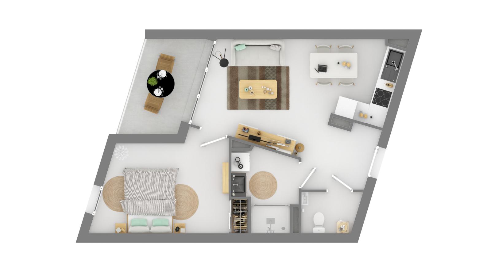 2 pièces - 1er étage - 41m² - 759,49 € - Photo #3