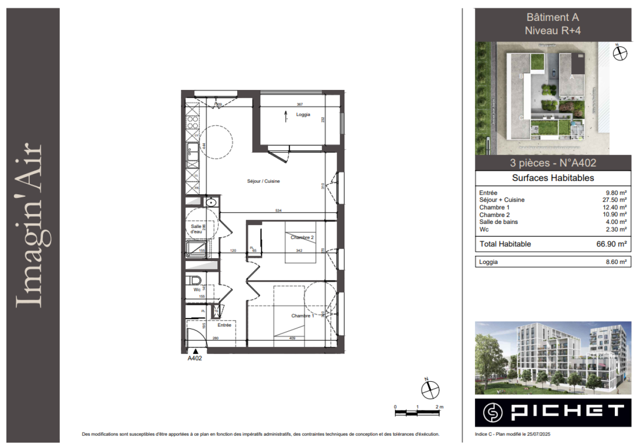 
																																							3 pièces - 
																																						4ème étage - 67m² - 1 050,81 € - Photo #1