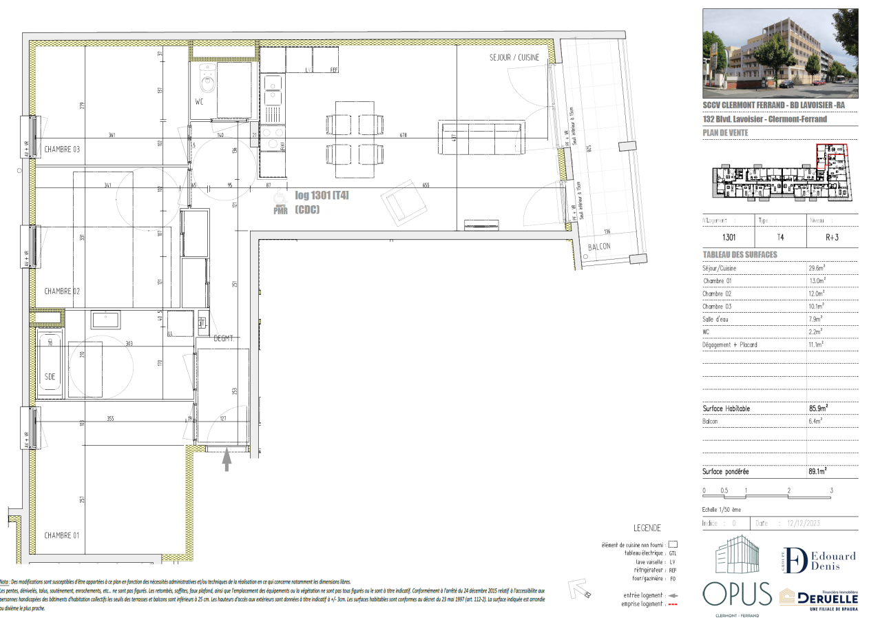 
																			4 pièces - 
																		3ème étage - 86m² - 1 087,57 € - Photo #1