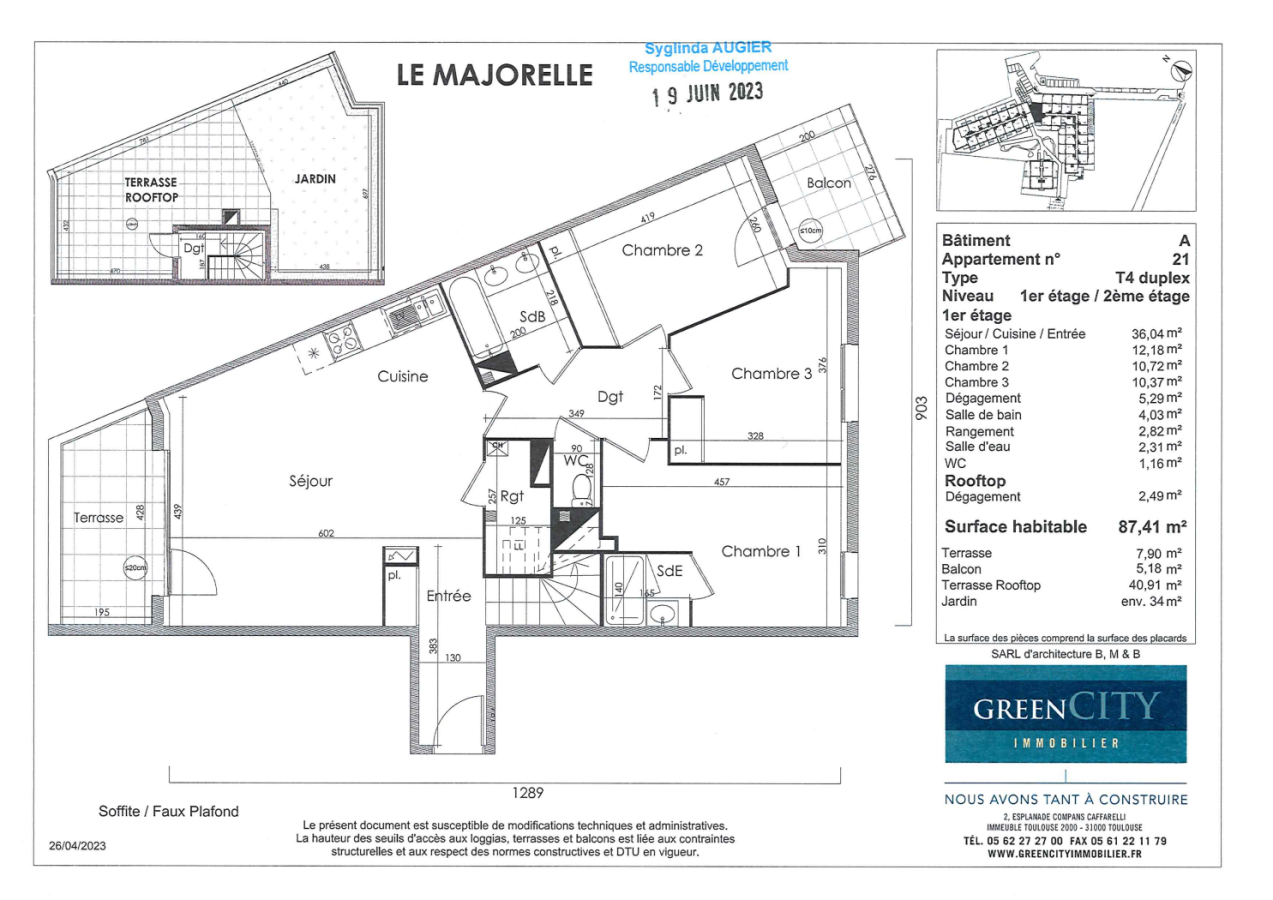 
																																							4 pièces - 
																																						1er étage - 87m² - 1 023,89 € - Photo #1