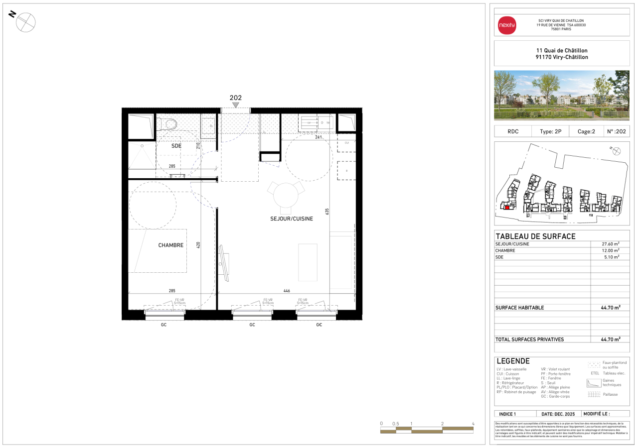 2 pièces - RDC - 45m² - 859,47 € - Photo #0
