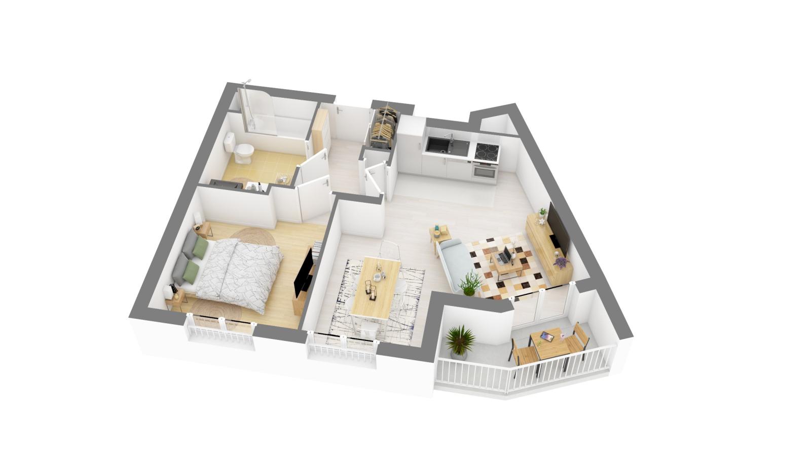 
																			2 pièces - 
																		2ème étage - 45m² - 1 015,59 € - Photo #0