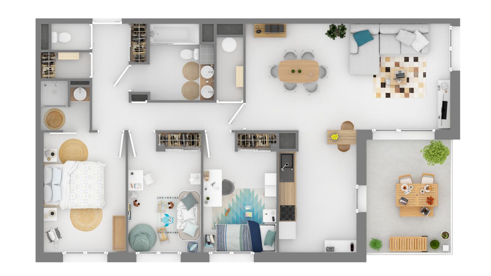 
																																							4 pièces - 
																																						1er étage - 90m² - 973,62 € - Photo #2