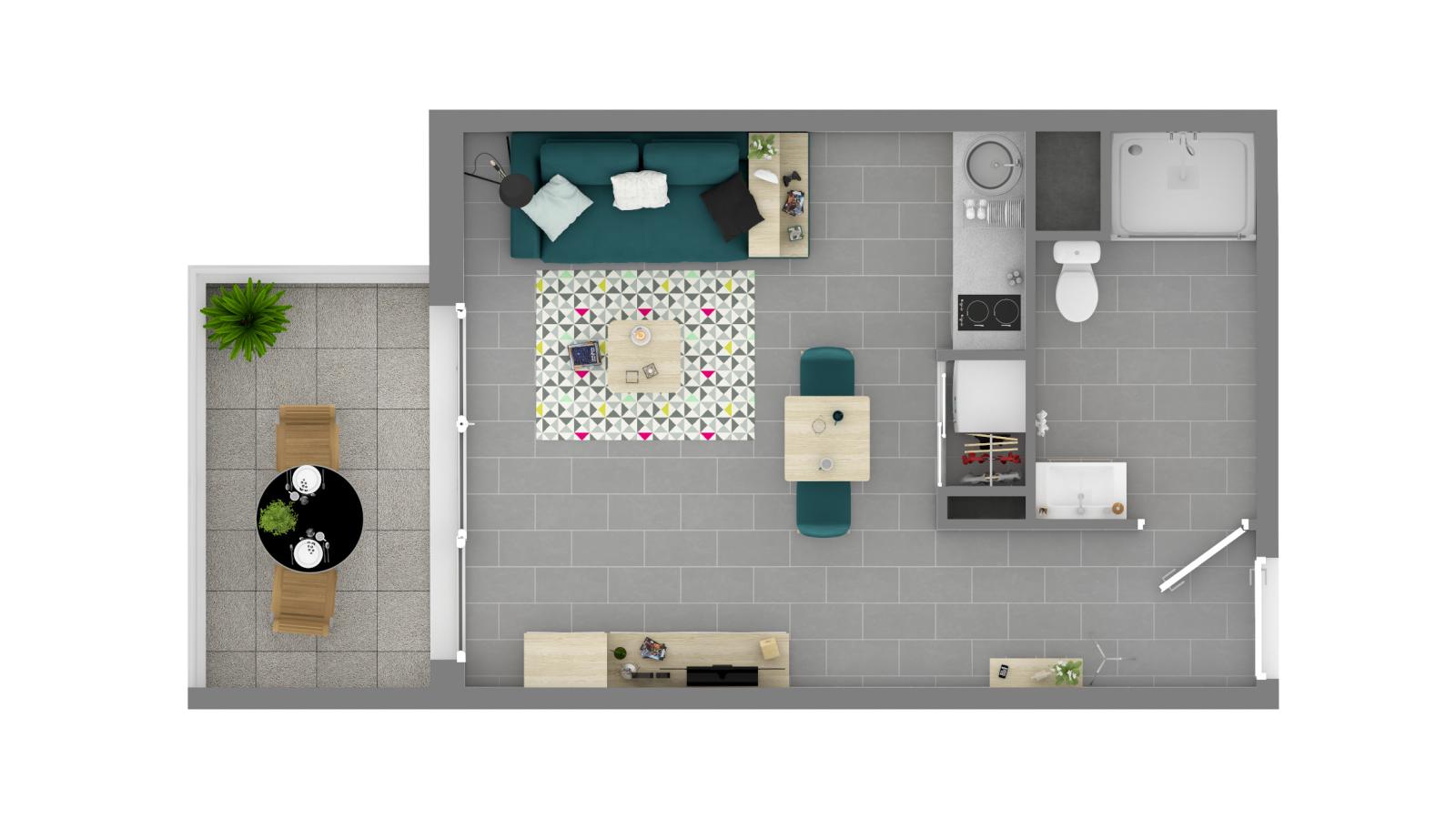 
																			1 pièce - 
																		3ème étage - 29m² - 472,49 € - Photo #1