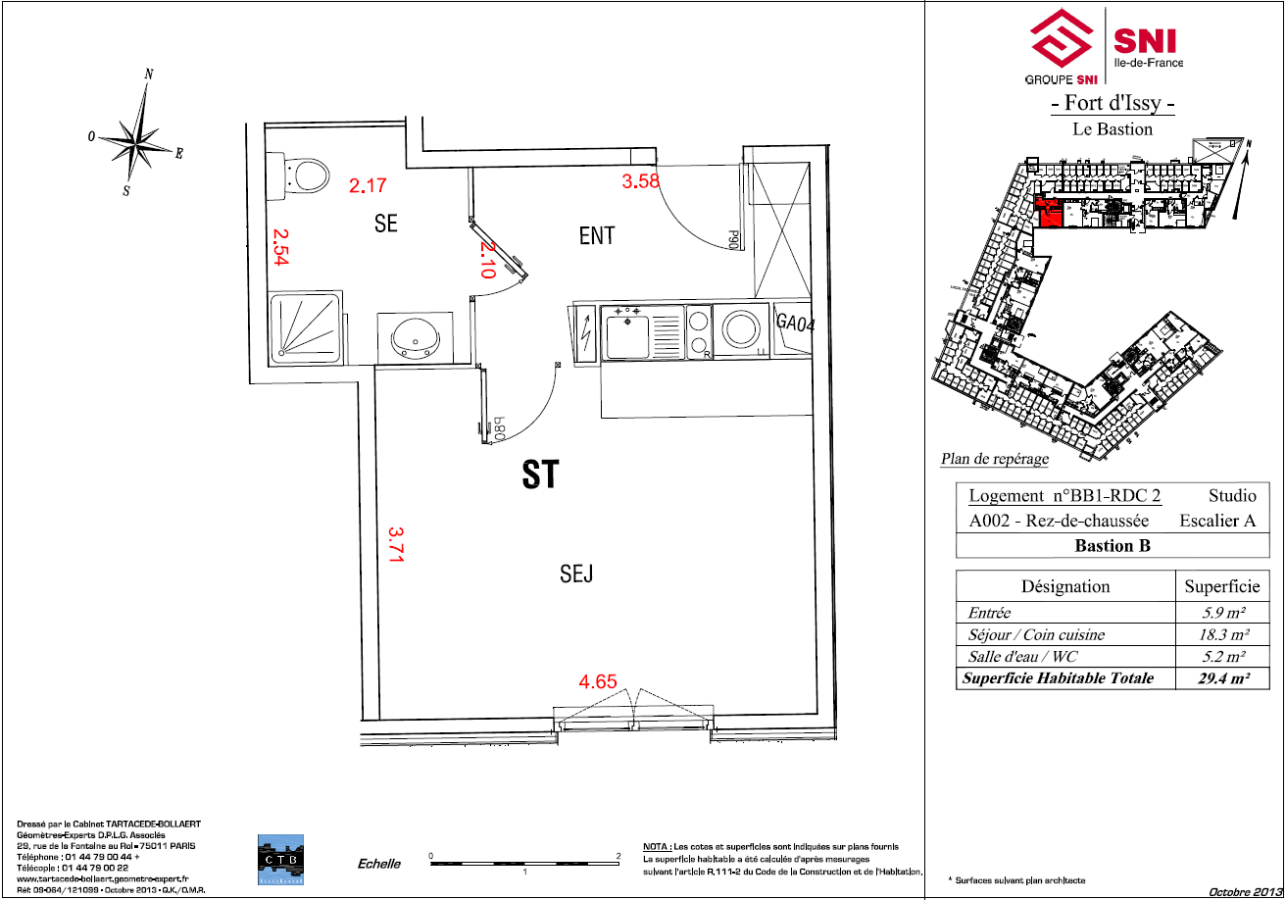 
																																							1 pièce - 
																																						RDC - 29m² - 997,10 € - Photo #2