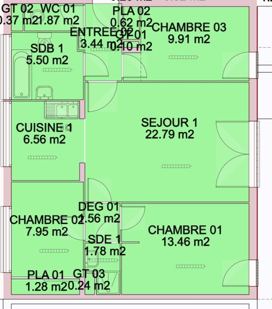 
																																							4 pièces - 
																																						1er étage - 76m² - 1 920,59 € - Photo #1